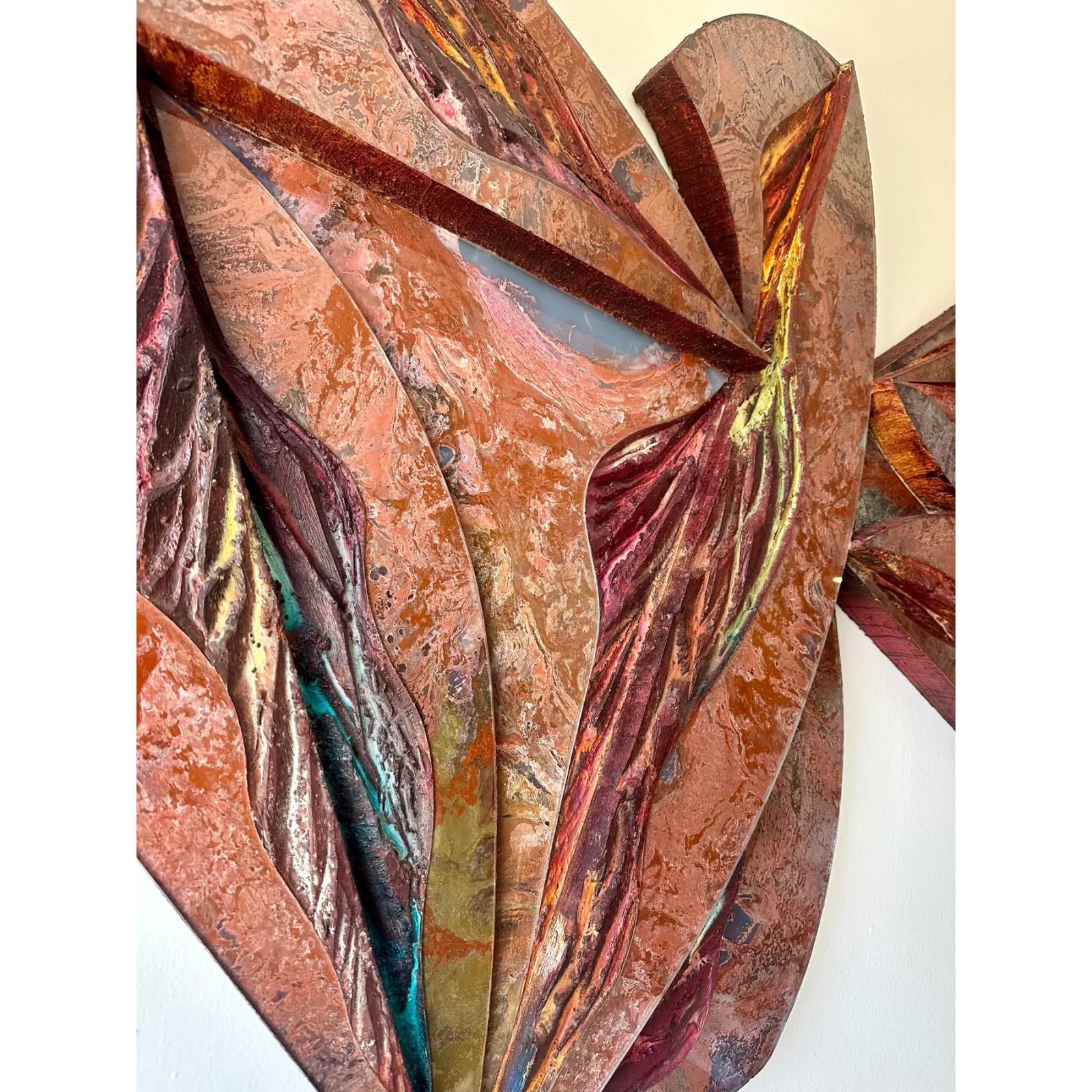 Laddie John Dill – Untitled “Bird” Wall Sculpture. Mixed Media (Wood, Glass, Concrete)