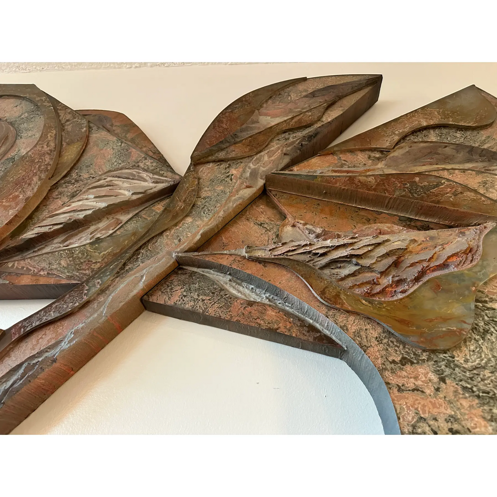 Laddie John Dill – Untitled “Bird” Wall Sculpture, Triptych. Concrete, Glass, and Wood