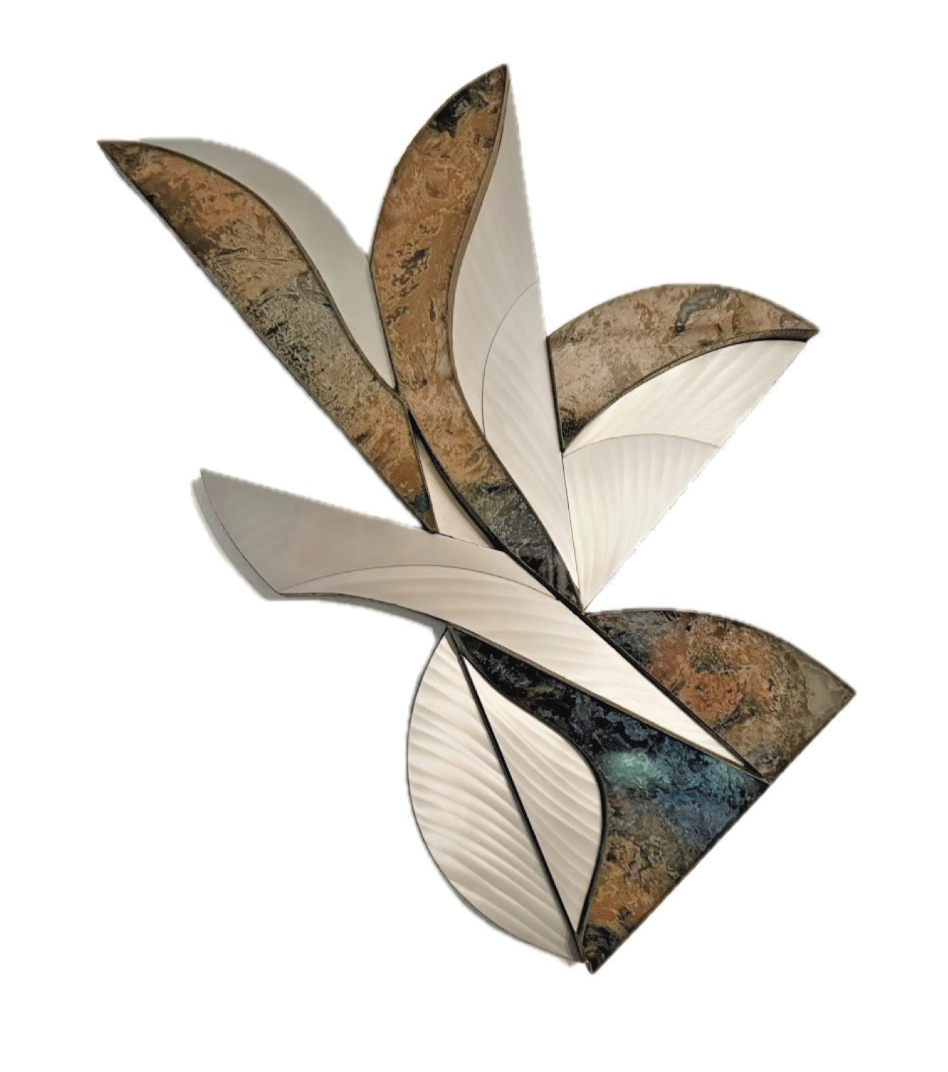 Laddie John Dill – Untitled “Bird” Wall Sculpture. Mixed Media (Wood, Glass, Minerals, Metal)