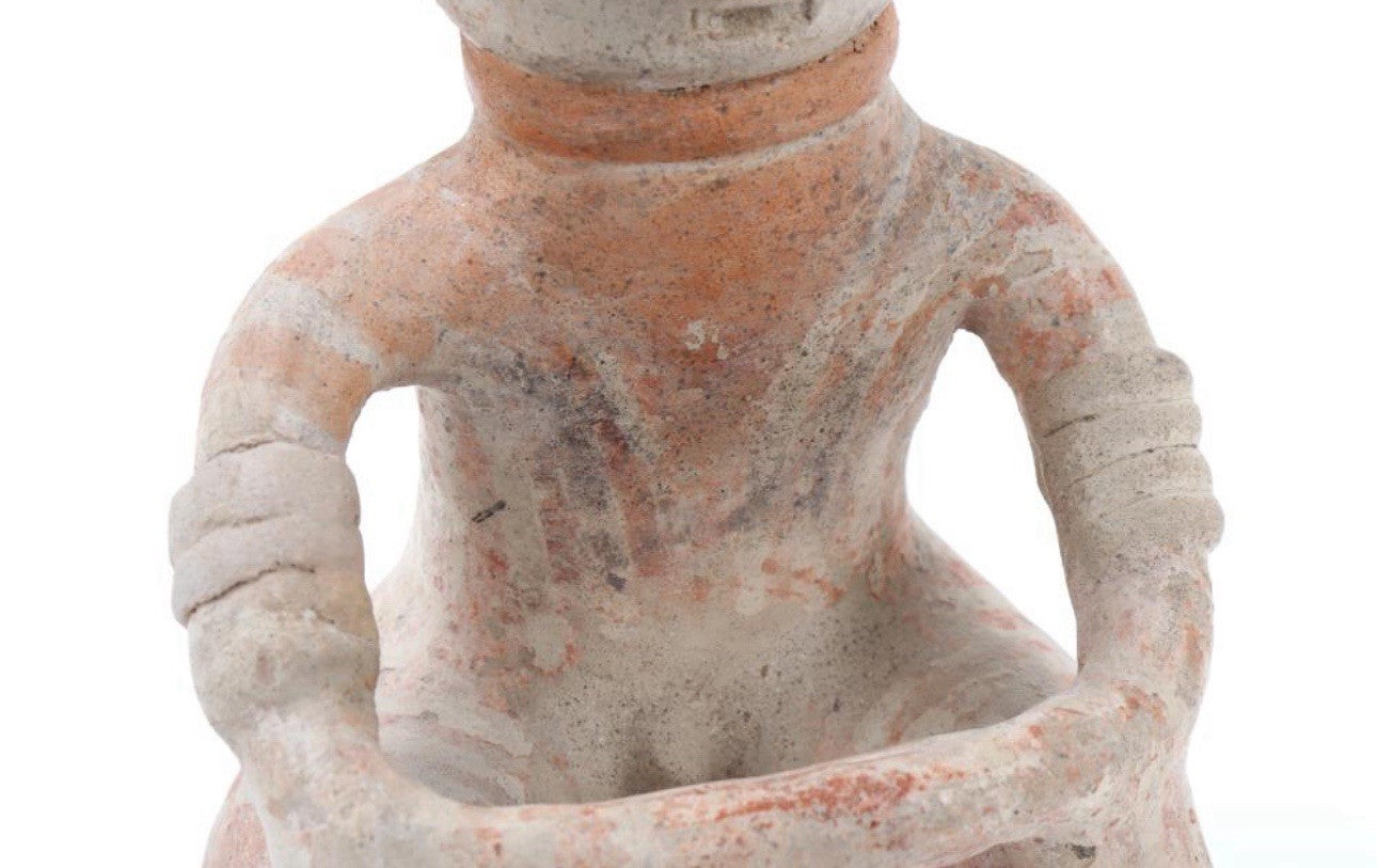 Pre-Columbian Nayarit Chinesco Seated Male Figure – West Mexico, circa 100 BCE – 250 CE