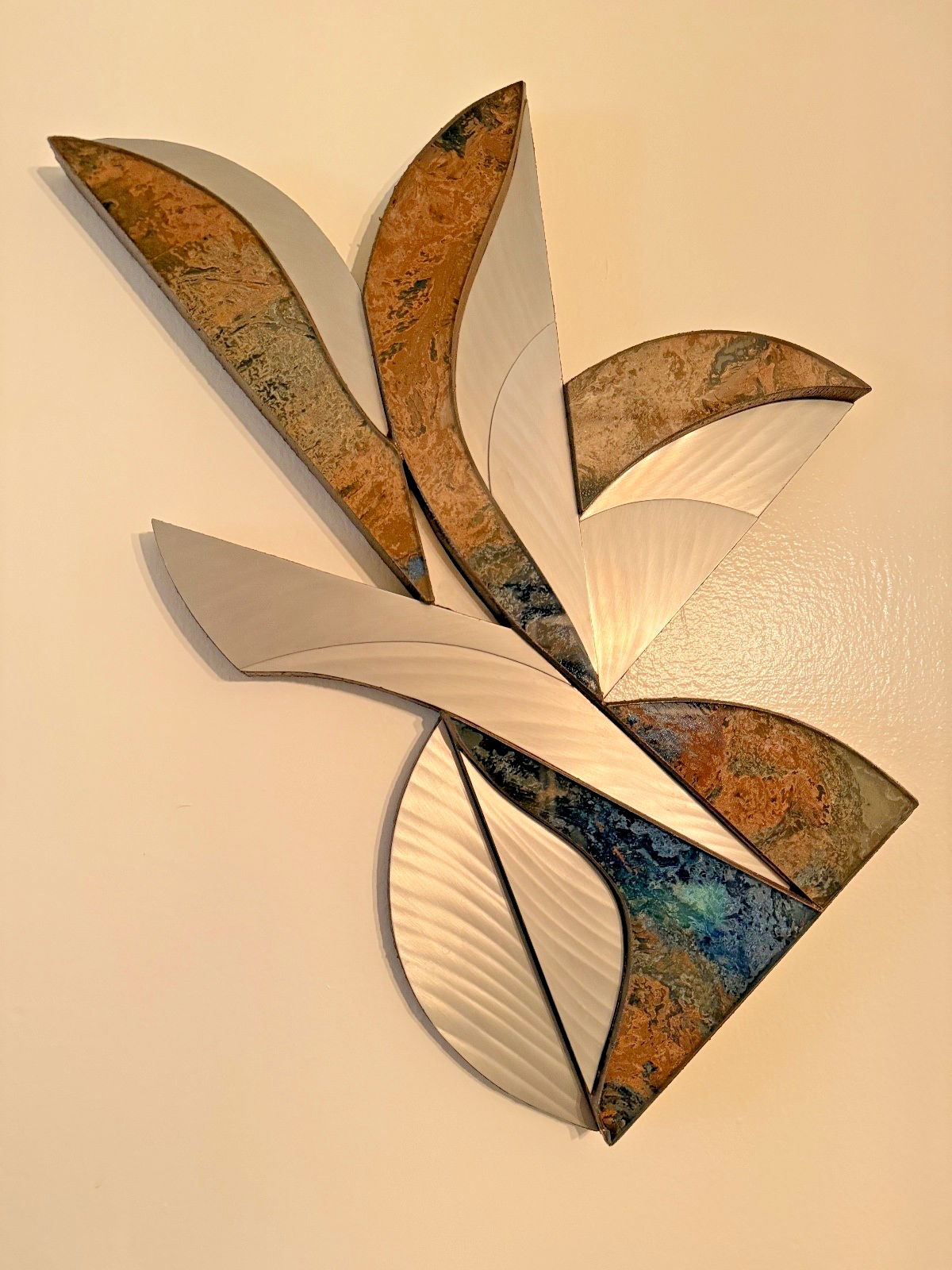 Laddie John Dill – Untitled “Bird” Wall Sculpture. Mixed Media (Wood, Glass, Minerals, Metal)