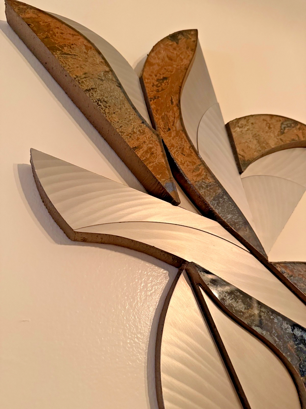 Laddie John Dill – Untitled “Bird” Wall Sculpture. Mixed Media (Wood, Glass, Minerals, Metal)