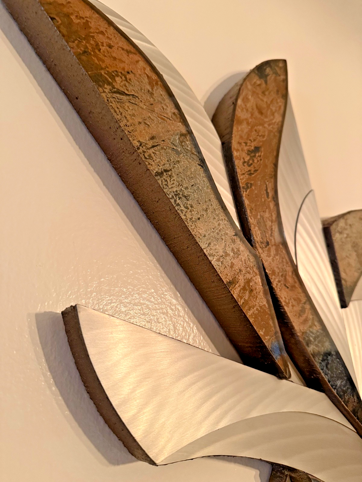 Laddie John Dill – Untitled “Bird” Wall Sculpture. Mixed Media (Wood, Glass, Minerals, Metal)