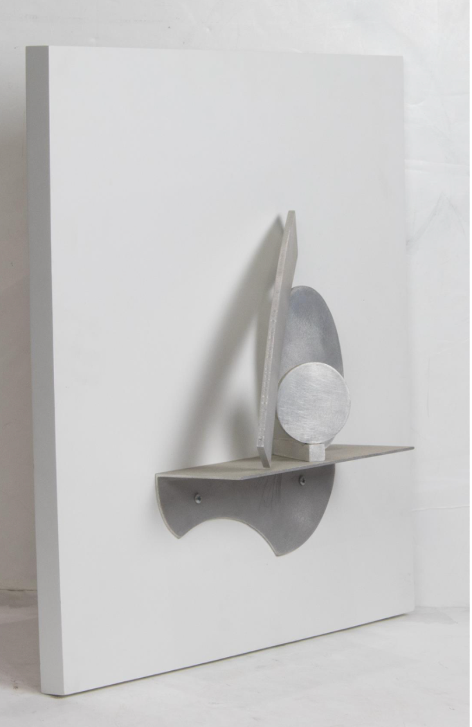 Guy Dill – Untitled, 1997. Stainless Steel Wall Sculpture on Wood