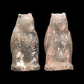 A Pair of Western Han Dynasty Painted Grey Pottery Owl-Form Vessels – China, 206 BCE – 9 CE