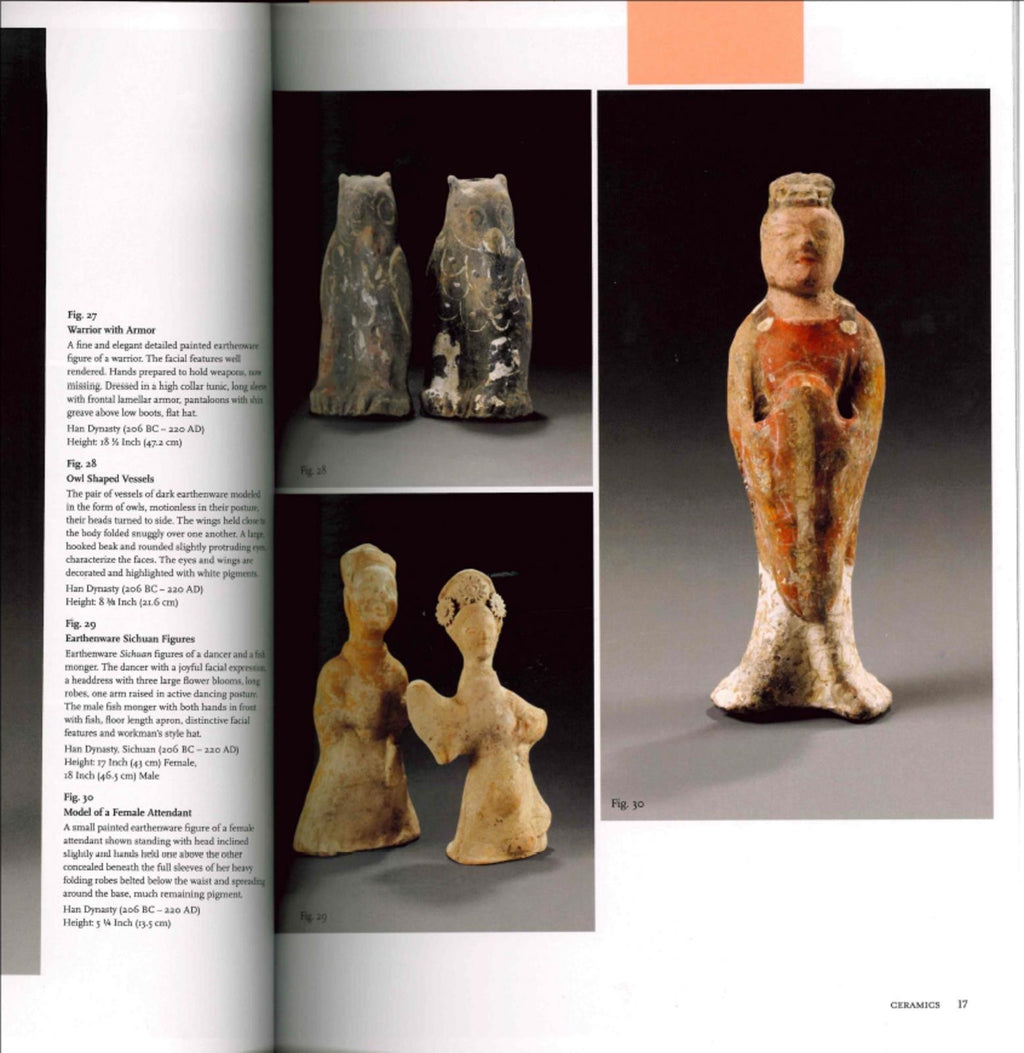 A Pair of Western Han Dynasty Painted Grey Pottery Owl-Form Vessels – China, 206 BCE – 9 CE