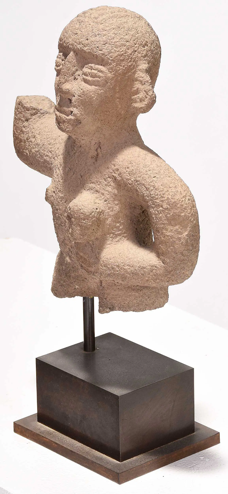 Pre-Columbian Stone Fragment of a Male Figure – Costa Rica, Atlantic Watershed, Circa 700–1100 CE