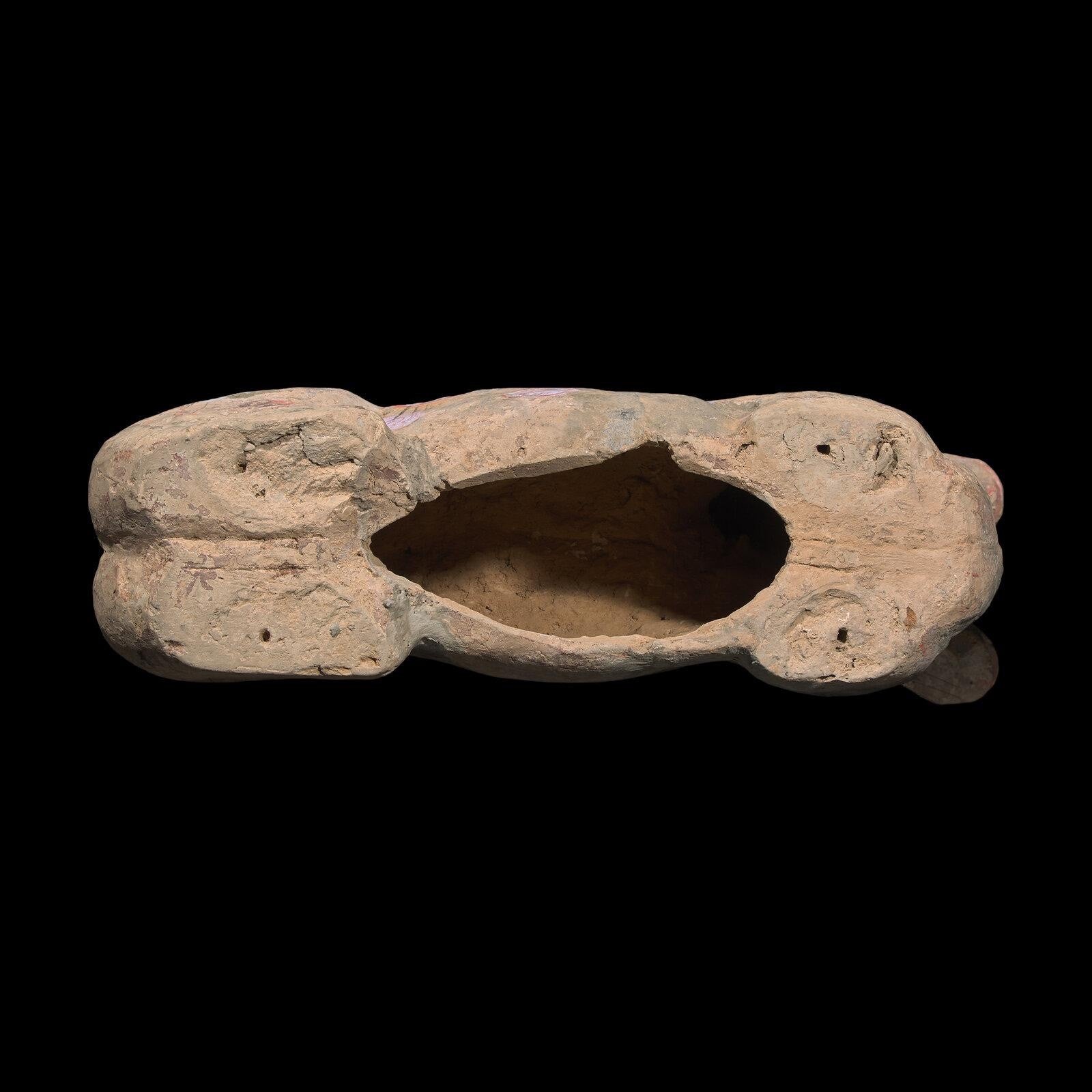 Ancient Han Dynasty Painted Grey Pottery Recumbent Horse – China, 206 BCE – 220 CE
