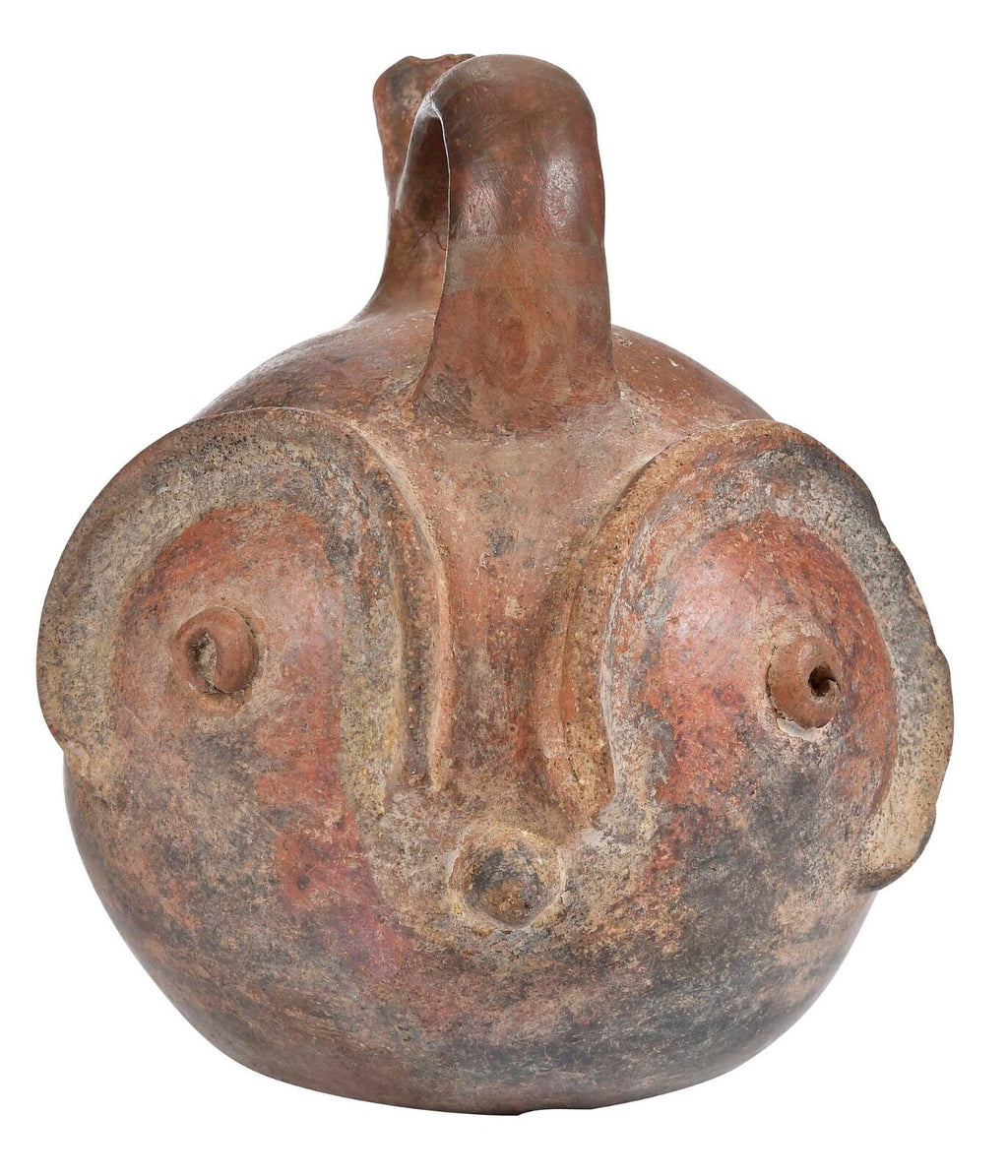 Ancient Pre-Columbian Vicús Ceramic Owl Jar – Peru, ca. 100–500 CE