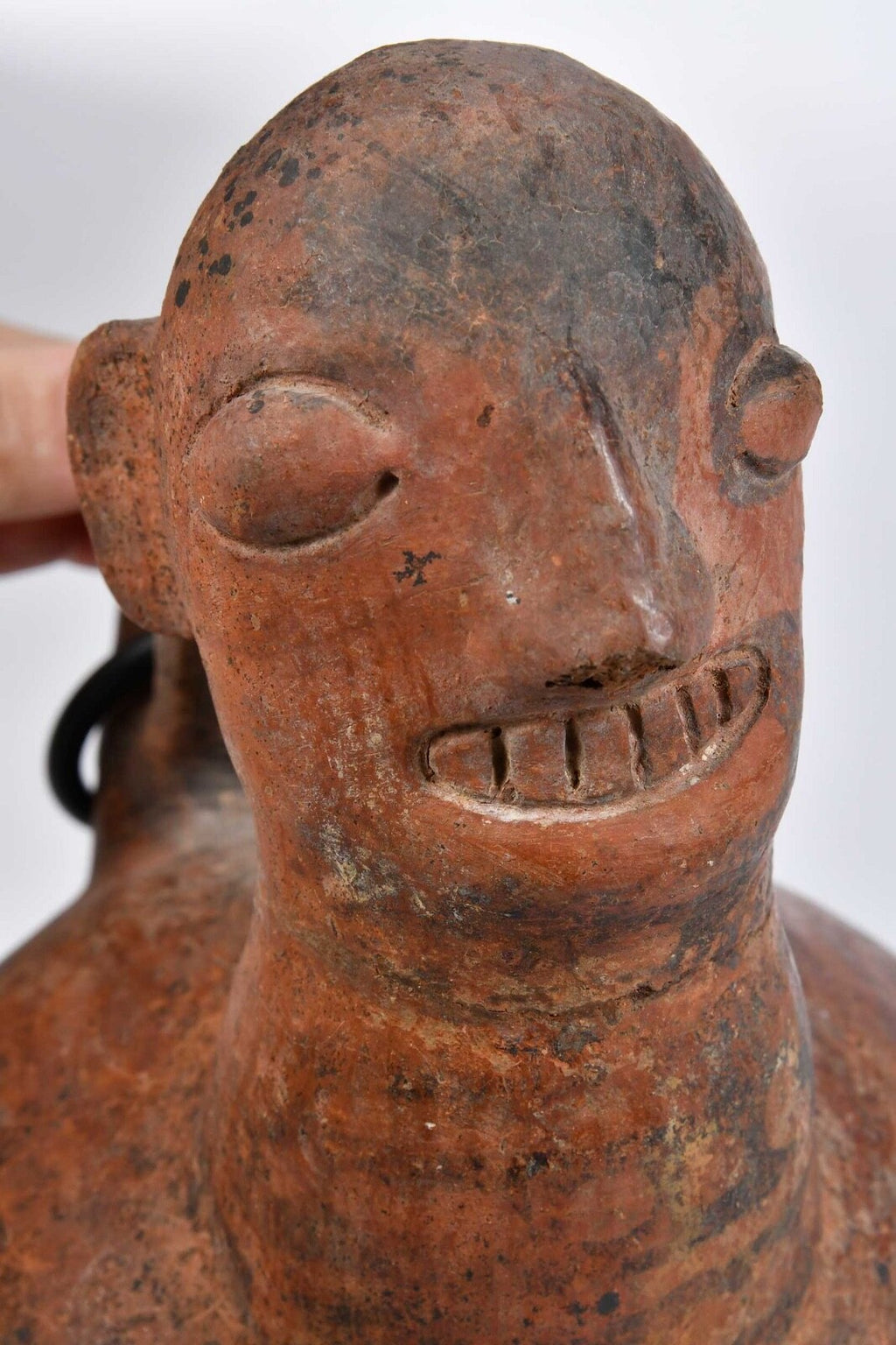 Ancient Pre-Columbian Vicús Ceramic Figural Whistle Stirrup Vessel – Peru, ca. 100–500 CE
