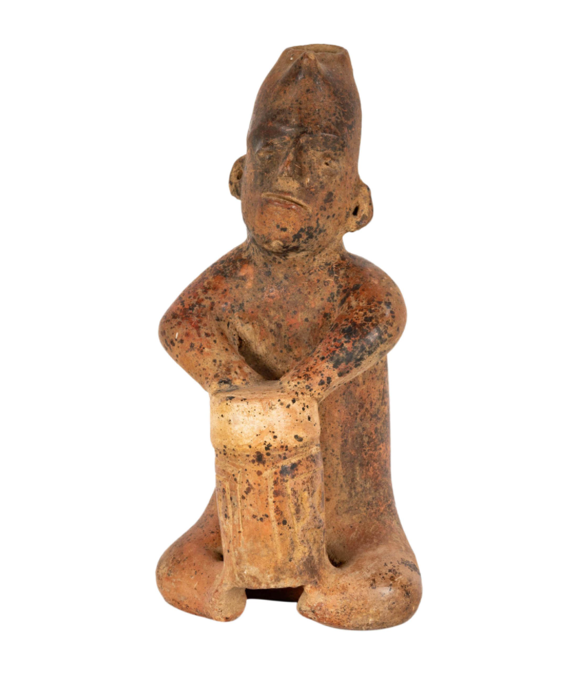 Colima Seated Drummer Figure – Protoclassic West Mexico, Circa 100 BCE–250 CE