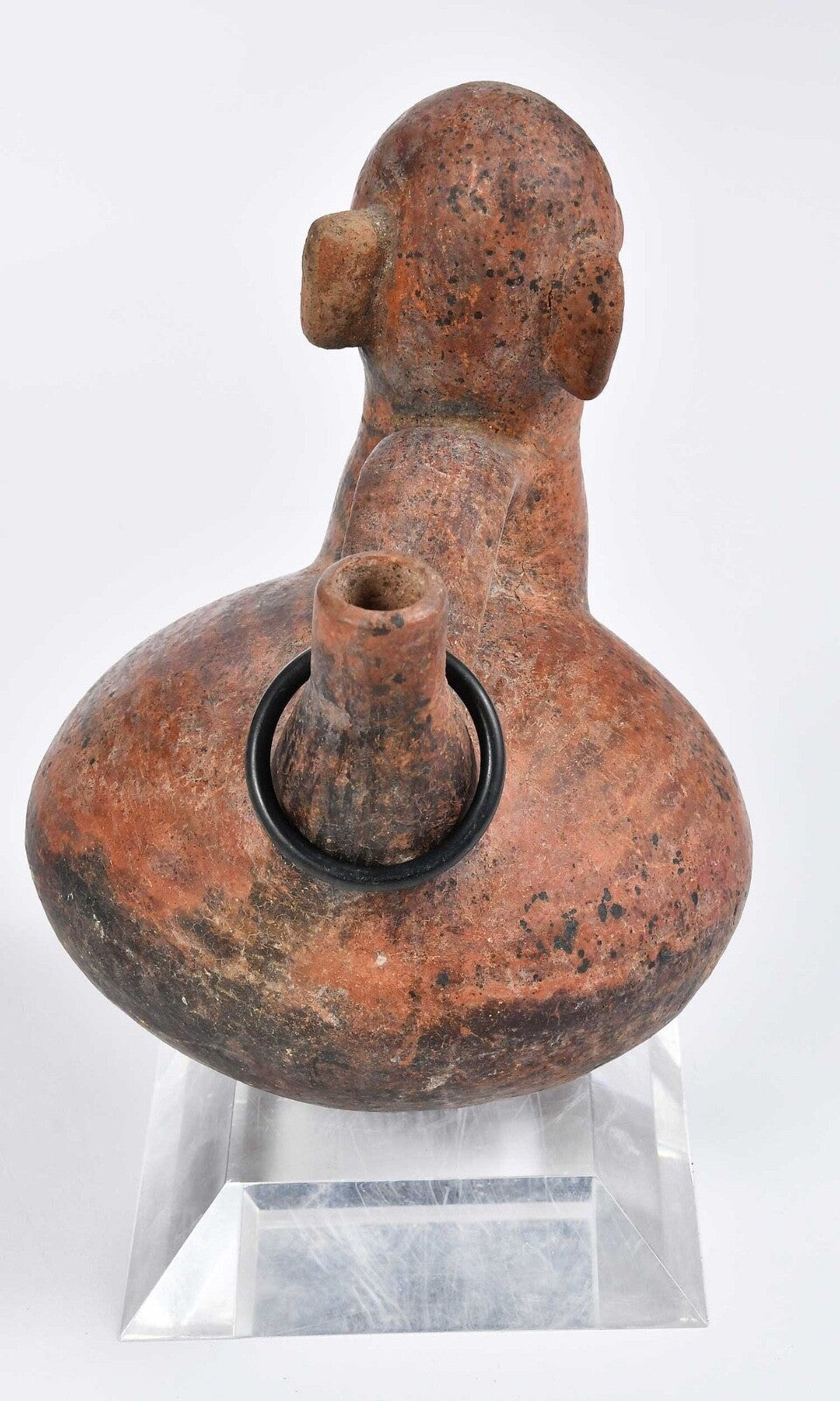 Ancient Pre-Columbian Vicús Ceramic Figural Whistle Stirrup Vessel – Peru, ca. 100–500 CE