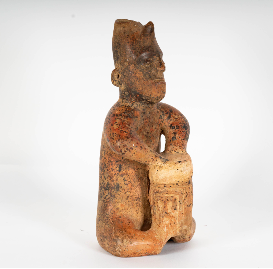Colima Seated Drummer Figure – Protoclassic West Mexico, Circa 100 BCE–250 CE
