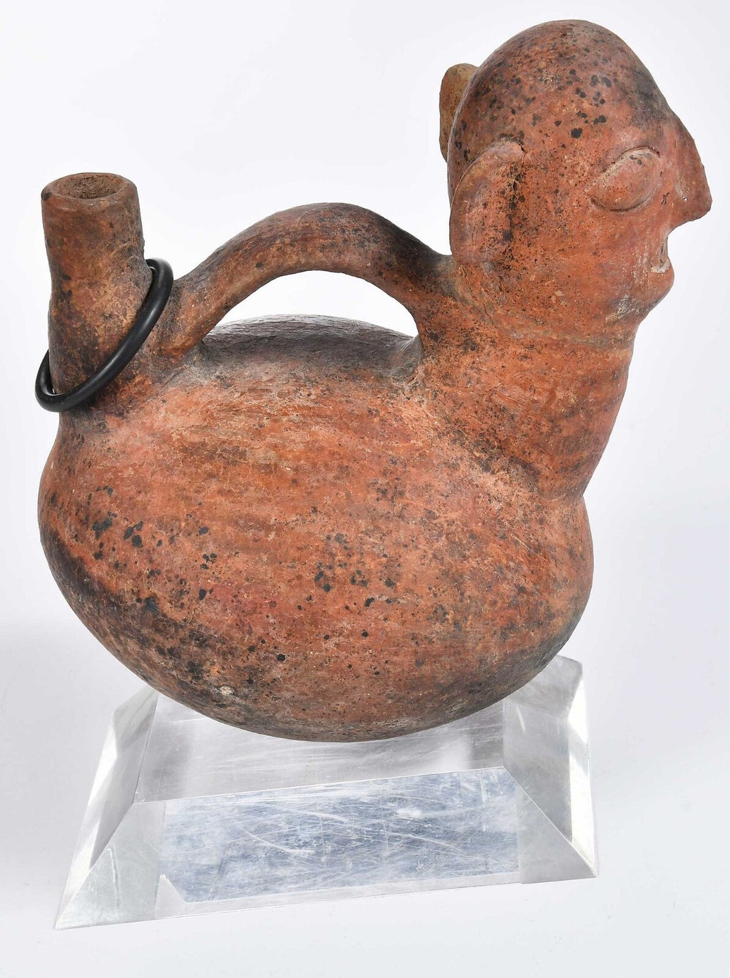 Ancient Pre-Columbian Vicús Ceramic Figural Whistle Stirrup Vessel – Peru, ca. 100–500 CE