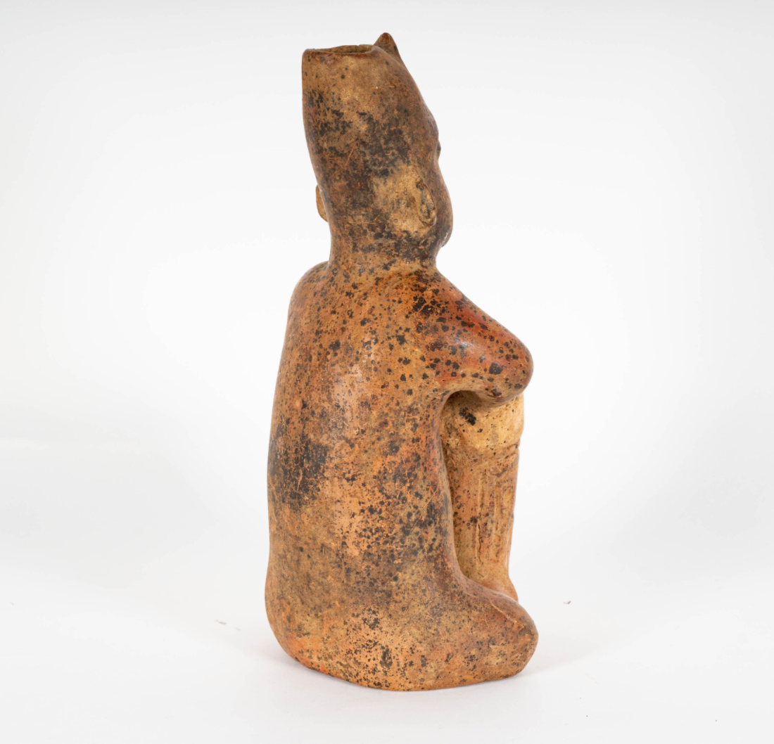Colima Seated Drummer Figure – Protoclassic West Mexico, Circa 100 BCE–250 CE