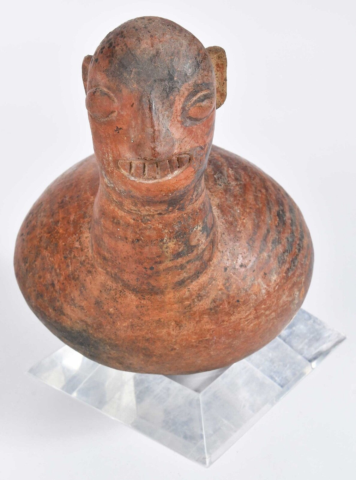 Ancient Pre-Columbian Vicús Ceramic Figural Whistle Stirrup Vessel – Peru, ca. 100–500 CE