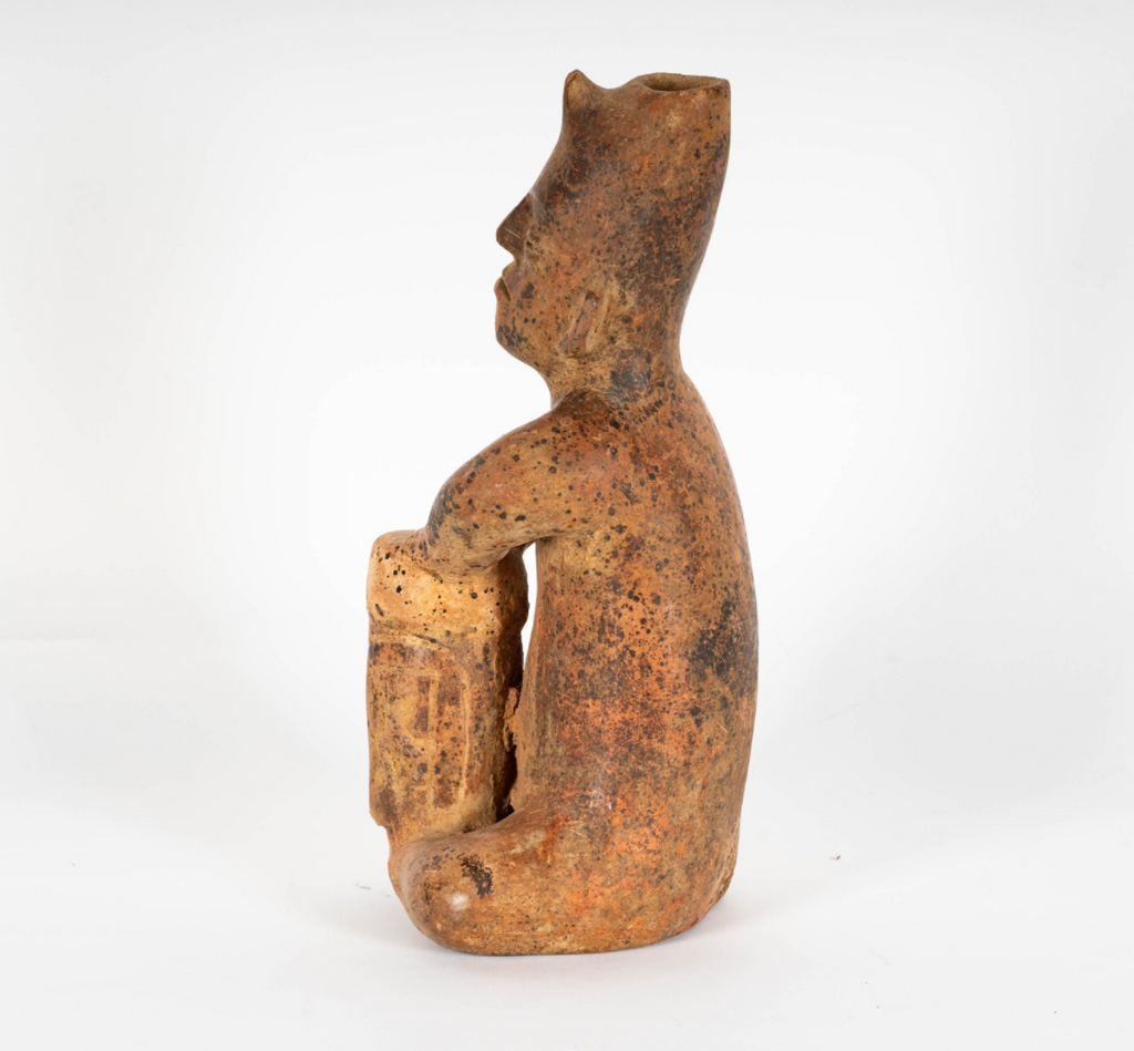 Colima Seated Drummer Figure – Protoclassic West Mexico, Circa 100 BCE–250 CE