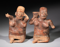 Pair of Pre-Columbian Jalisco Seated Female Figures – West Mexico, Protoclassic Period, circa 250 BCE – 250 CE