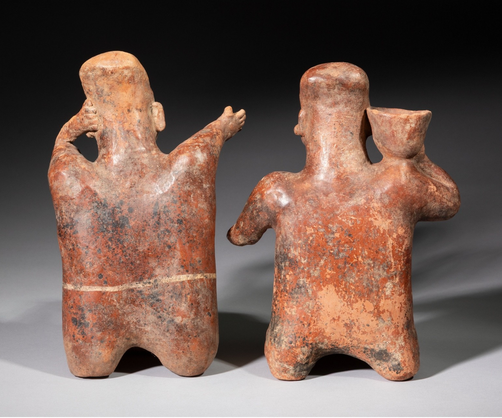 Pair of Pre-Columbian Jalisco Seated Female Figures – West Mexico, Protoclassic Period, circa 250 BCE – 250 CE