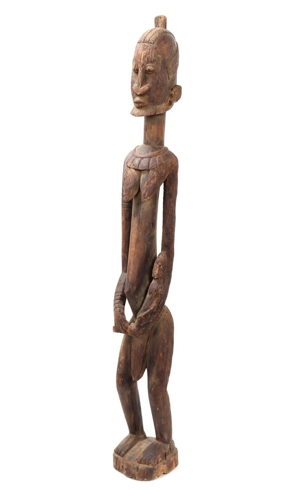 Large 52" Dogon Mother and Child Sculpture – Mali, West Africa – 20th Century