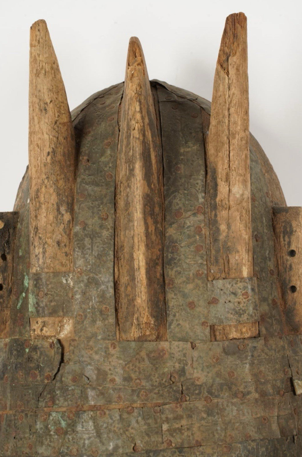 Marka Brass-Clad Ceremonial Mask – Mali, West Africa – Hardwood & Hammered Brass