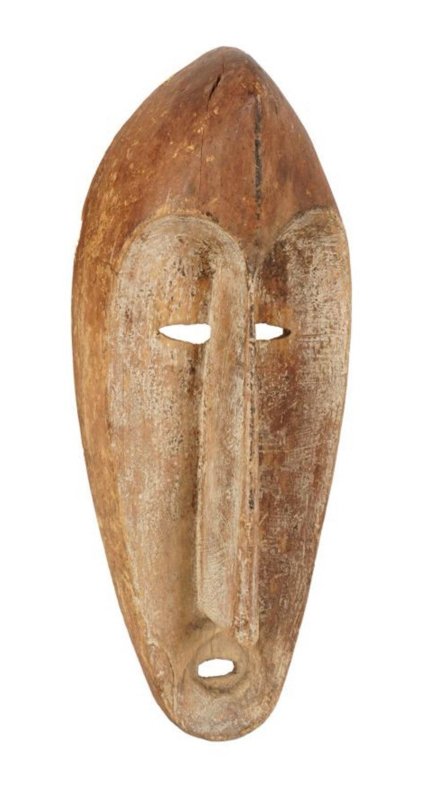 Fang Ngil Ceremonial Mask – Gabon, Central Africa – Hand-Carved Wood with White Pigment