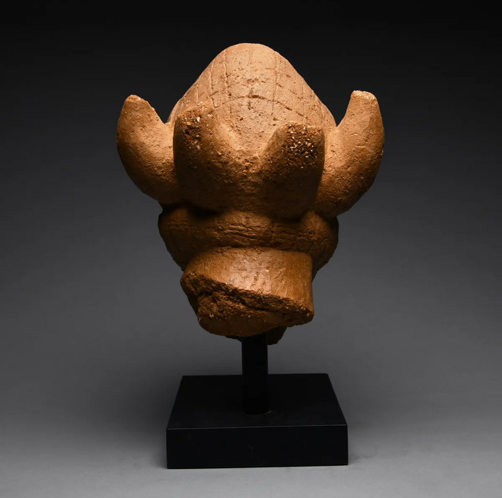 Large Ancient Nok Terracotta Horned Head – Nigeria, circa 200–500 CE