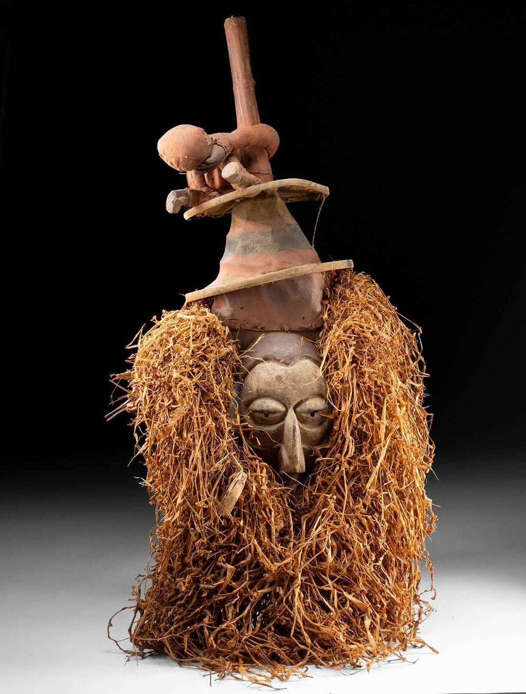 Yaka Kholuka Initiation Mask with Puppet Figure – Museum Exhibited & Published – Northern Yaka, DRC – Early 20th Century