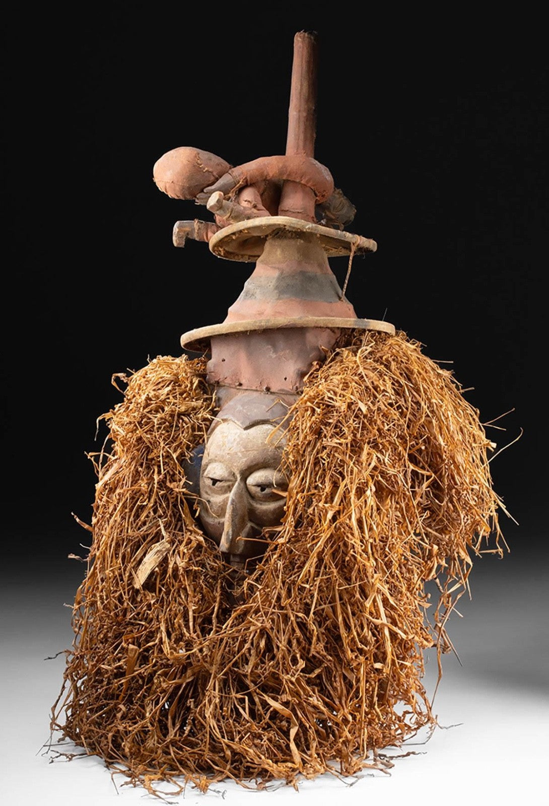 Yaka Kholuka Initiation Mask with Puppet Figure – Museum Exhibited & Published – Northern Yaka, DRC – Early 20th Century