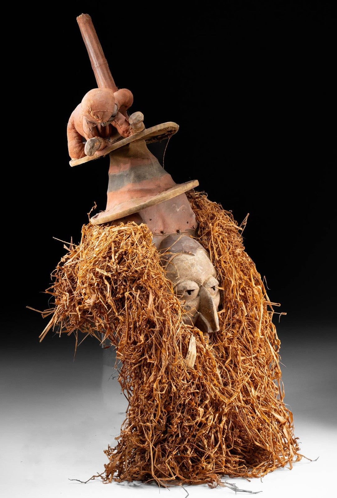 Yaka Kholuka Initiation Mask with Puppet Figure – Museum Exhibited & Published – Northern Yaka, DRC – Early 20th Century