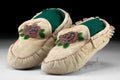 Anishinaabe Beaded Moccasins – Great Lakes, Early 20th Century – Floral Beadwork on Brain-Tanned Leather
