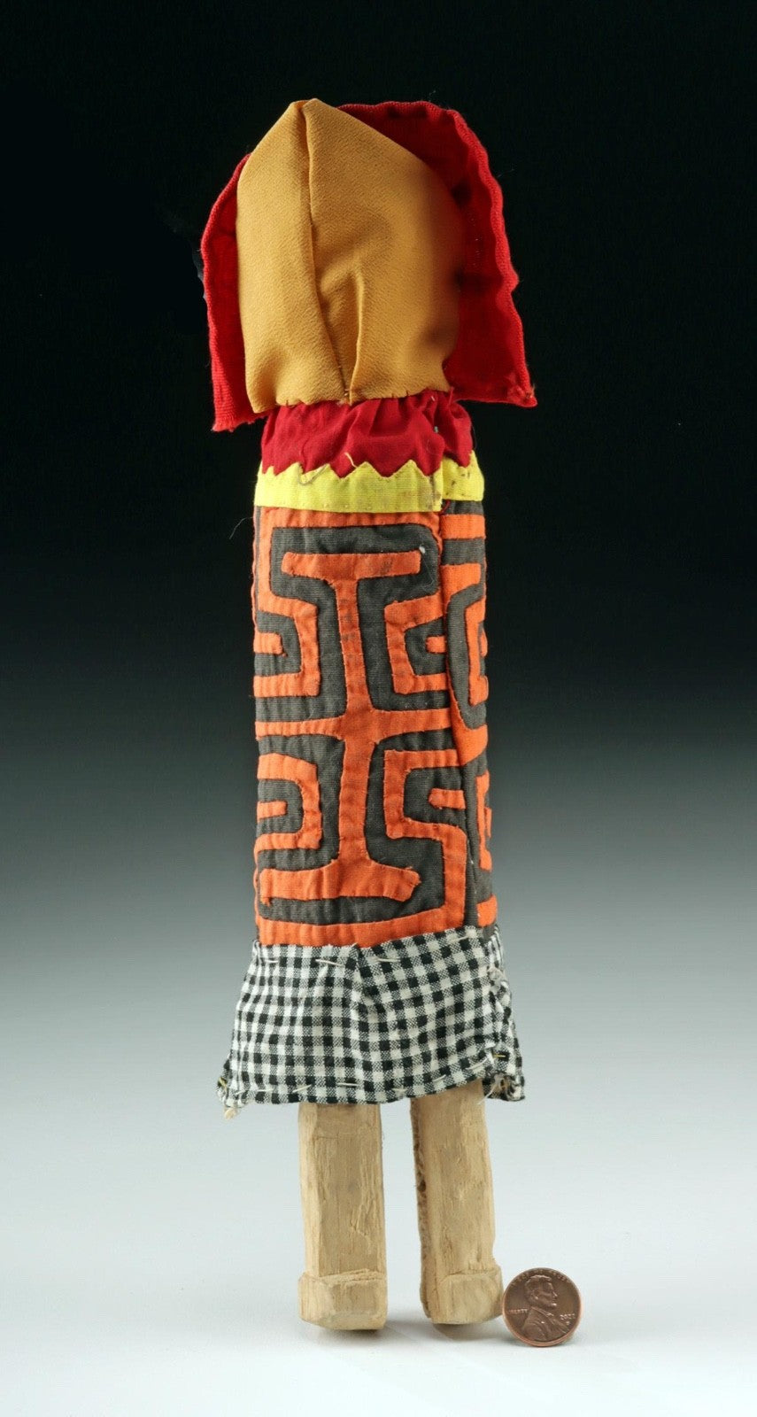 Kuna Nuchu Spirit Figure – Panama – Balsa Wood with Mola Textile Dress – Mid-Late 20th Century